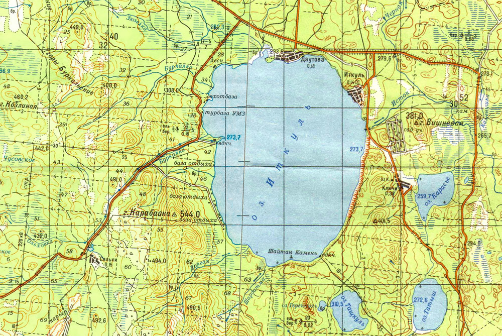 Карта озера Иткуль
